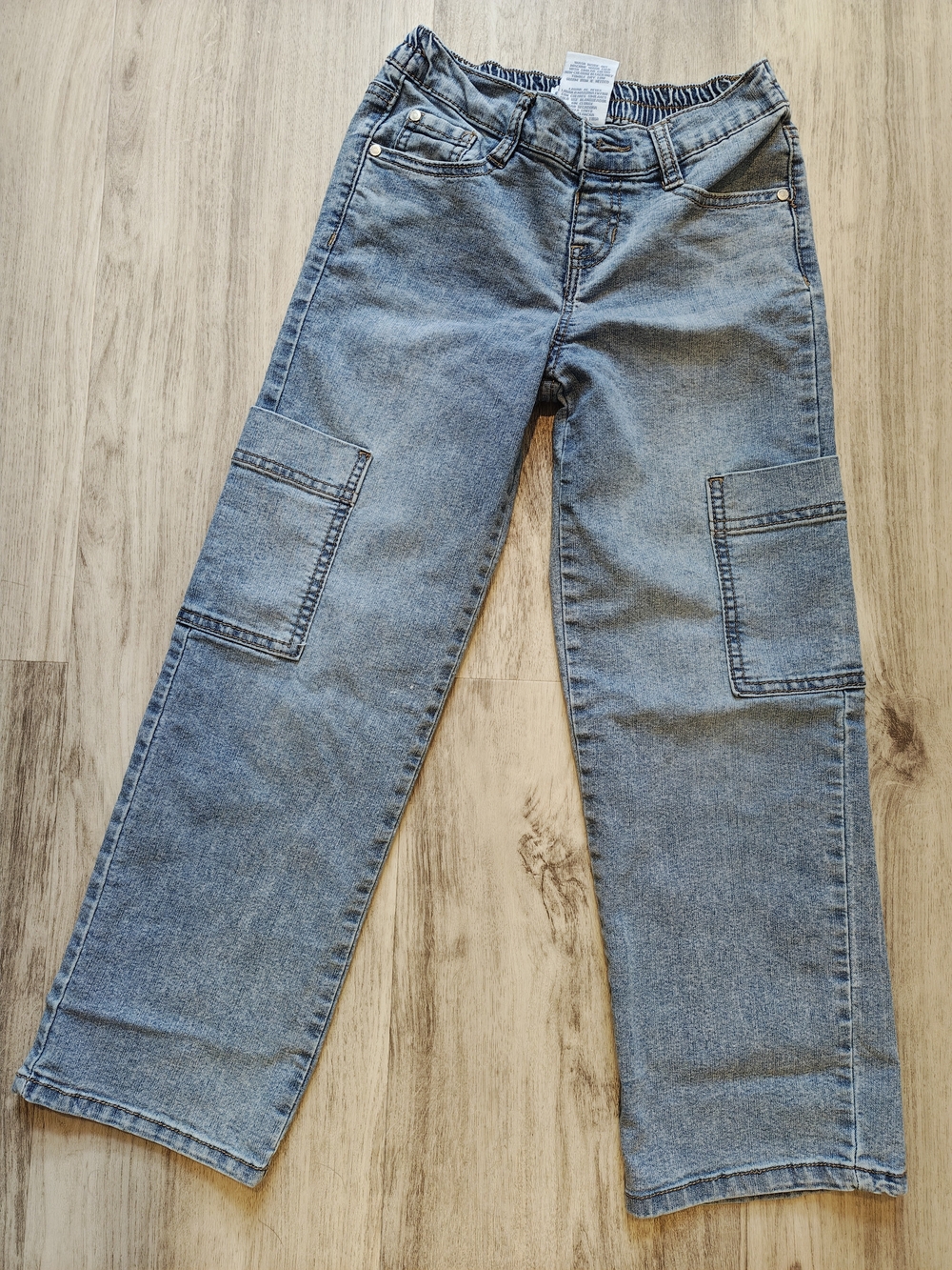 Blue Spice Light Wash Cargo Straight Jeans for Kids